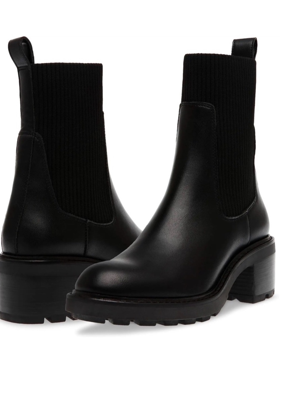 Steve Madden Kiley Black Lug-Sole Chelsea Ankle Boots